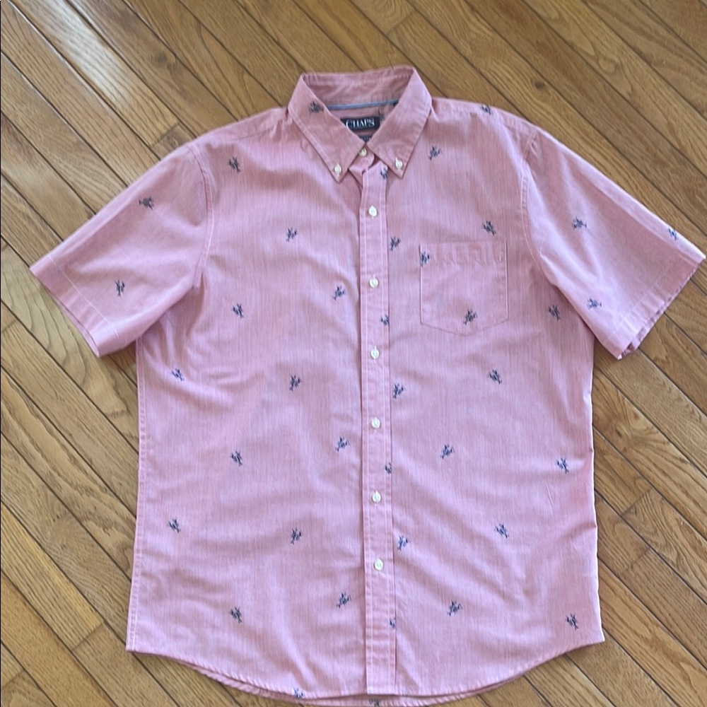 Chaps Pink Casual Button Down Shirt with Classic Fit